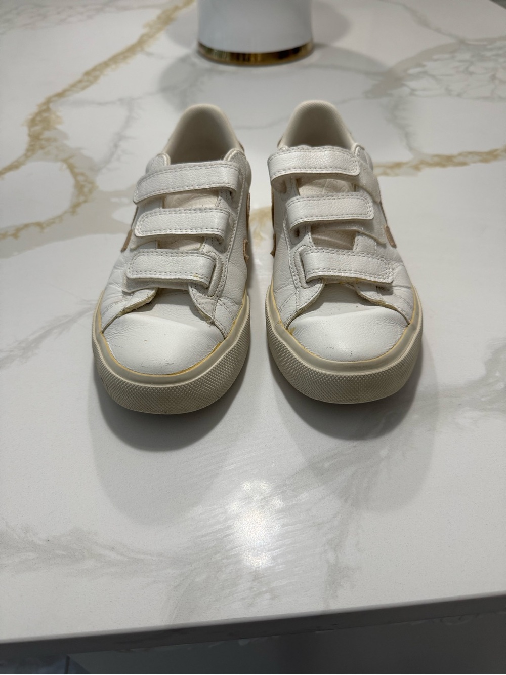 Veja White Leather Triple-Strap Sneakers